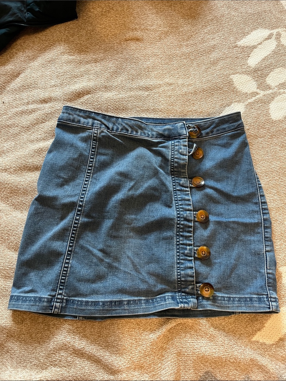 Free people Denim Button-Front Mini Skirt - Blue